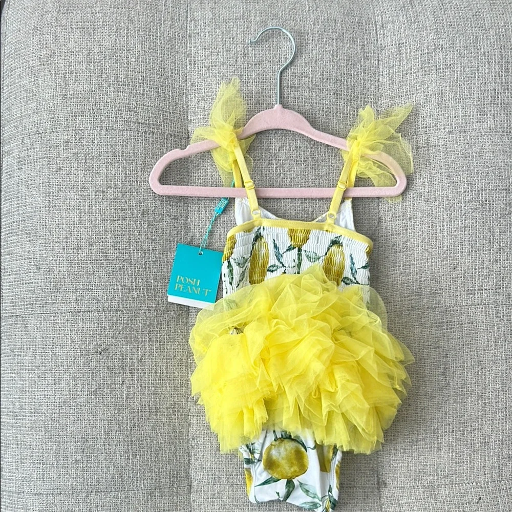 Yellow Lemon Print Tulle Dress - Picture 2 of 3
